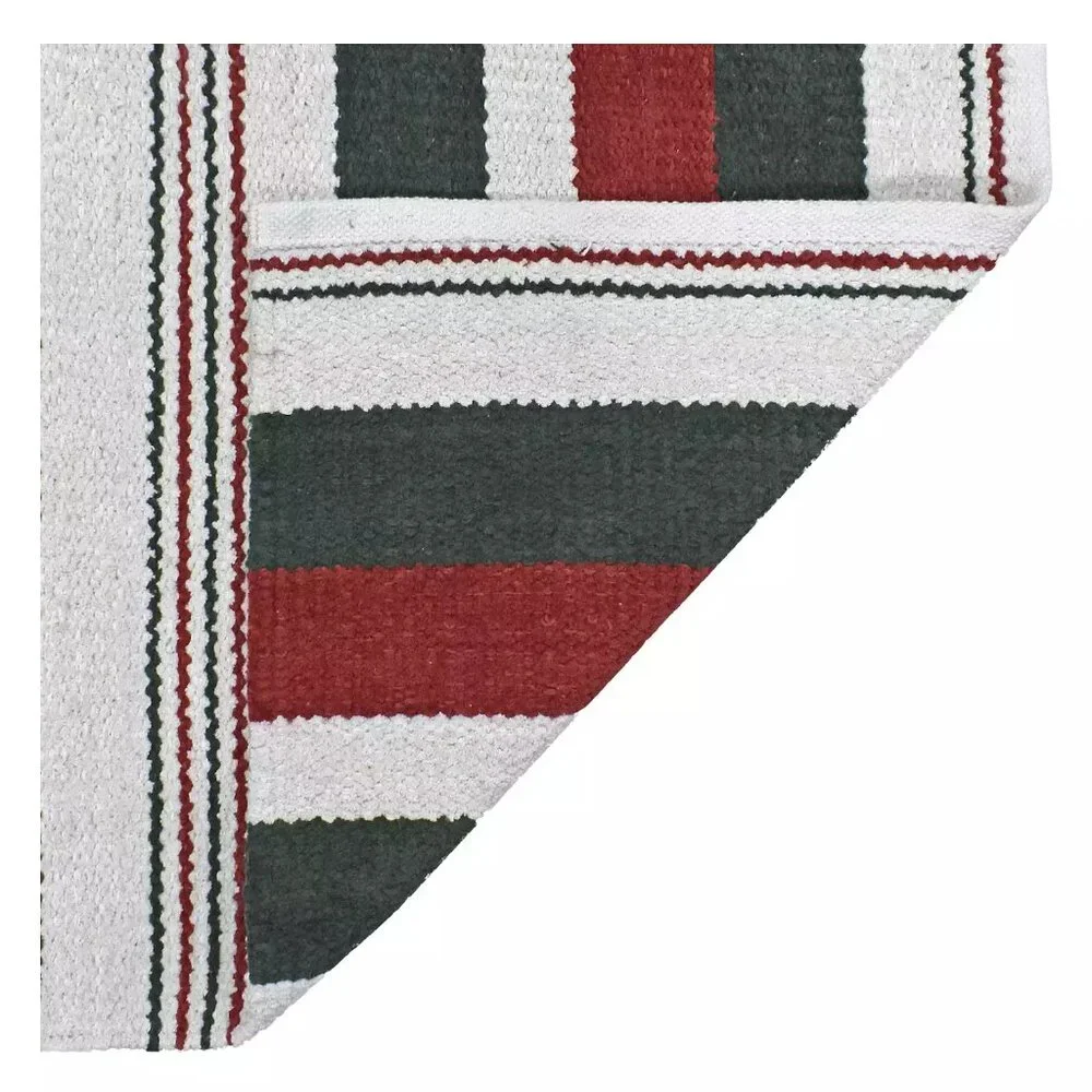 St. Nicholas Square Woven Holiday Plaid Throw Rug, Green Stripe, 24